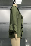 Casual Daily Solid Color Ruffle V Neck Tops
