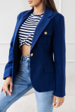 Casual Solid Color Buttons Patchwork Turn-back Collar Outerwear