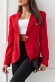 Casual Solid Color Buttons Patchwork Turn-back Collar Outerwear
