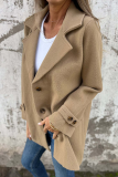 Casual Daily Solid Color Buttons Gross Turn-back Collar Outerwear