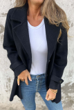 Casual Daily Solid Color Buttons Gross Turn-back Collar Outerwear