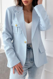 Casual Solid Color Buttons Patchwork Turn-back Collar Outerwear