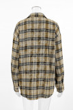 Casual Daily Plaid Distressed Contrast Turndown Collar Tops