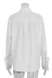 Casual Street Solid Color Pocket Buttons Turndown Collar Tops