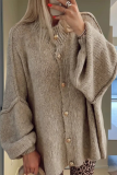Casual Street Solid Color Distressed Buttons Weave Half A Turtleneck Outerwear