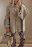 Casual Street Solid Color Distressed Buttons Weave Half A Turtleneck Outerwear