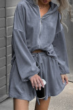 Casual Street Solid Color Lace Up Zipper Hooded Long Sleeve Two Pieces
