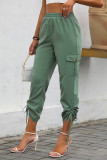 Casual Street Solid Color Draw String Pocket Regular High Waist Pencil Solid Color Bottoms