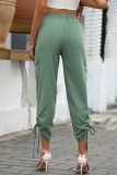 Casual Street Solid Color Draw String Pocket Regular High Waist Pencil Solid Color Bottoms