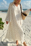 Daily Elegant Floral Print Lace Up V Neck A Line Dresses