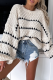 Casual Striped Print Weave Contrast O Neck Tops
