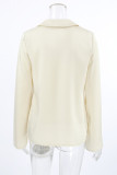 Sexy Solid Color Lace Up Turndown Collar Tops