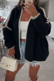Casual Solid Color Weave Contrast Outerwear