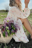 Daily Elegant Floral Print Lace Up V Neck A Line Dresses