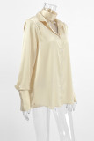 Sexy Solid Color Buttons Turndown Collar Tops