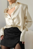 Sexy Solid Color Buttons Turndown Collar Tops