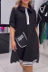 Casual Striped Print Pocket Patchwork Turndown Collar A Line Dresses