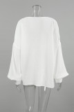 Casual Daily Solid Color Ruched V Neck Tops