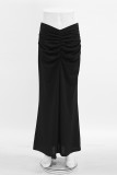 Elegant Solid Color Ruched Fishtail Regular High Waist Solid Color Bottoms