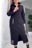 Casual Solid Color Pocket Buttons Turndown Collar Long Sleeve Dresses