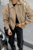 Casual Street Solid Color Patchwork Zipper Turndown Collar Outerwear