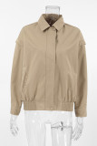 Casual Street Solid Color Patchwork Zipper Turndown Collar Outerwear