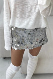 Sexy Solid Color Sequins Sequined Loose Straight Solid Color Bottoms