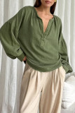 Casual Daily Solid Color Ruched V Neck Tops
