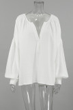 Casual Daily Solid Color Ruched V Neck Tops