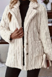 Casual Daily Solid Color Pocket Buttons Fluffy Turndown Collar Outerwear