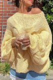 Casual Solid Color Weave O Neck Tops