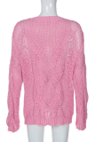 Casual Solid Color Weave O Neck Tops