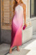 Sexy Ombre Print Lace Up Backless Contrast Halter One Step Skirt Dresses