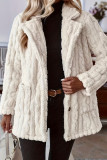 Casual Daily Solid Color Pocket Buttons Fluffy Turndown Collar Outerwear