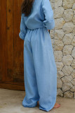 Casual Daily Solid Color Buttons Turndown Collar Long Sleeve Two Pieces