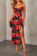 Sexy Flowers Print Slit V Neck Sling Dresses