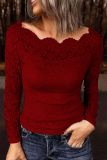 Sexy Solid Color Lace Off Shoulder Tops