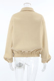 Casual Street Solid Color Buttons Zipper Gross Turndown Collar Outerwear