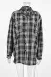 Street Daily Plaid Hot Drill Contrast Turndown Collar Tops