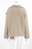 Casual Street Solid Color Buckle Gross Turndown Collar Outerwear