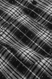 Street Daily Plaid Hot Drill Contrast Turndown Collar Tops