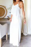 Casual Daily Solid Color Pocket Ruched V Neck Sleeveless Two Pieces