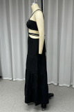 Sexy Solid Hollowed Out Backless V Neck Irregular Dresses