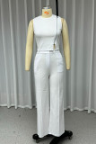 Casual Street Solid Color Pocket Zipper O Neck Sleeveless Two Pieces