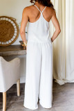 Casual Daily Solid Color Pocket Ruched V Neck Sleeveless Two Pieces