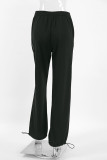 Street Sportswear Striped Print Pocket Patchwork Contrast Loose High Waist Patchwork Bottoms