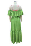 Sexy Solid Color Ruffle Ruched Off Shoulder Long Dresses