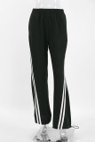 Street Sportswear Striped Print Pocket Patchwork Contrast Loose High Waist Patchwork Bottoms