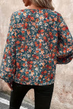 Elegant Flowers Contrast V Neck Tops