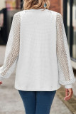 Casual Solid Color Lace Buttons V Neck Tops